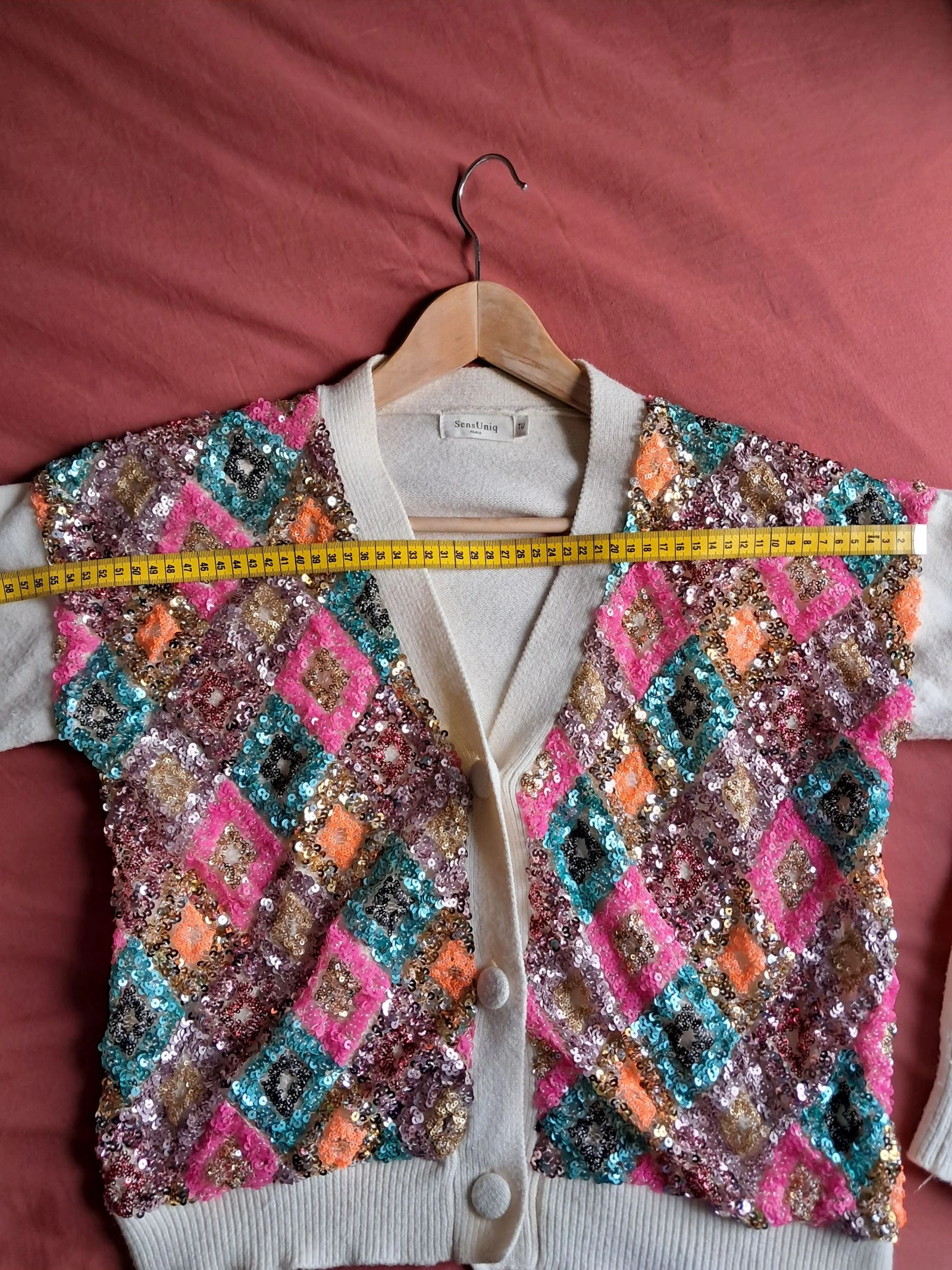 Multicolored sequined cardigan vest Sens Uniq Paris one size – photo 6